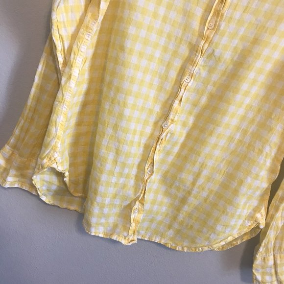 J.CREW Yellow Gingham Cotton Blend Classic Button Down Shirt Size 4 - Picture 3 of 6